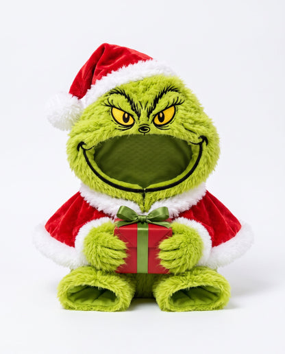 Holiday Grouch cat costume, front