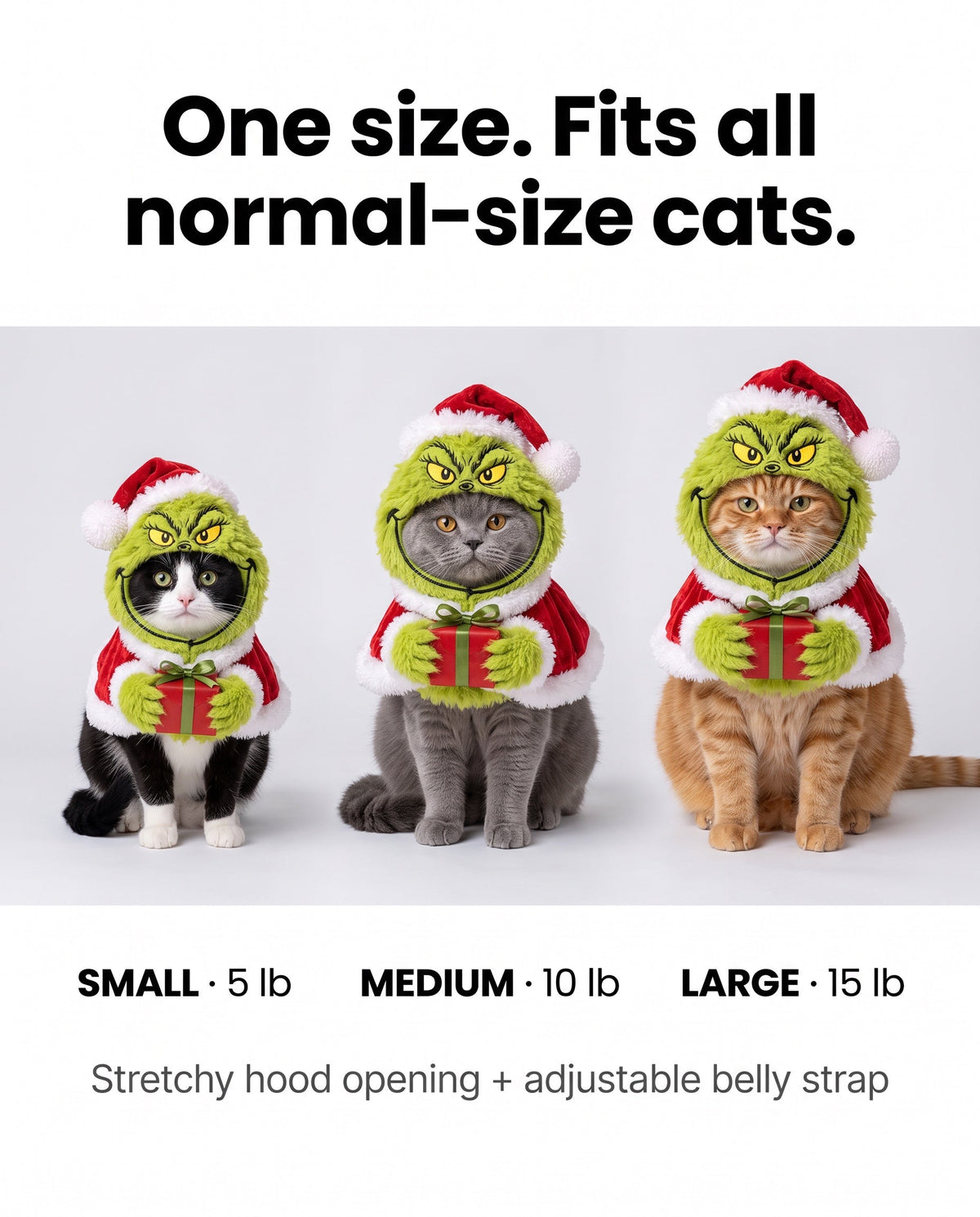 One size. Fits all normal-size cats.